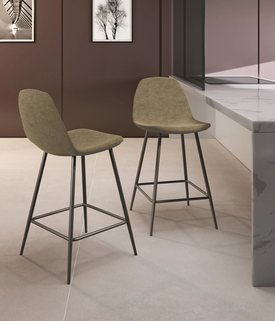 Brigitte - Sgabello in similpelle antracite - Set da 2 pz