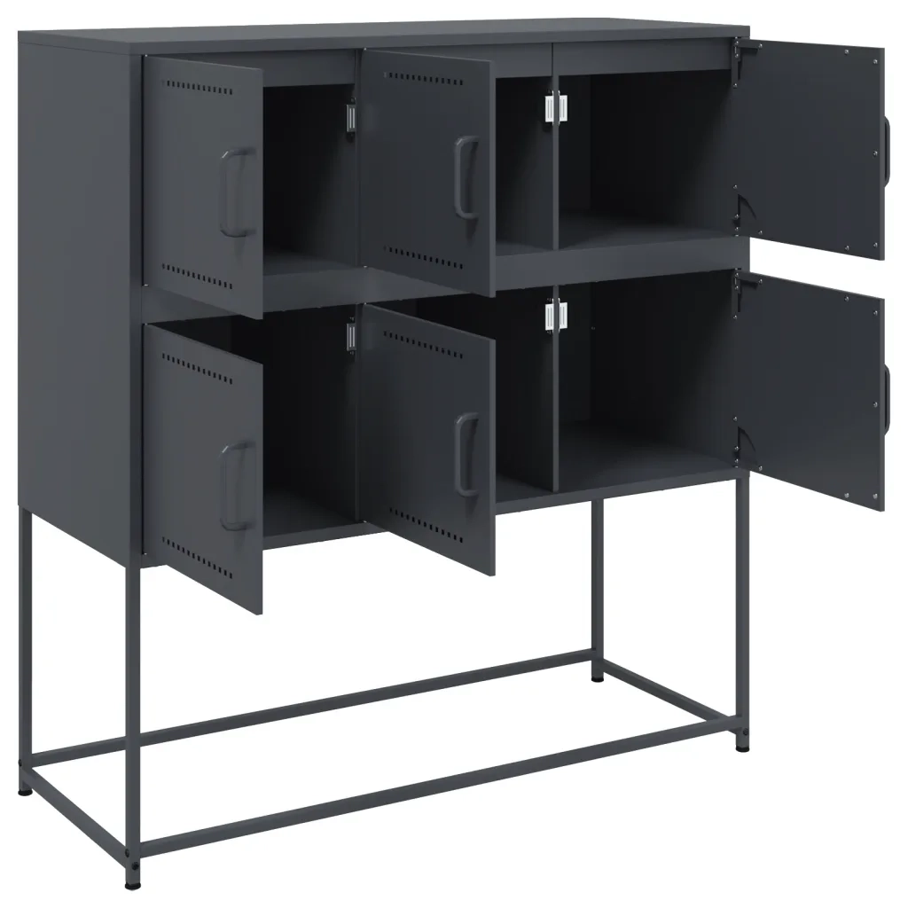 Credenza | Madia | Buffet da pranzo | Armadio da pranzo Antracite 100,5x39x107 cm in Acciaio