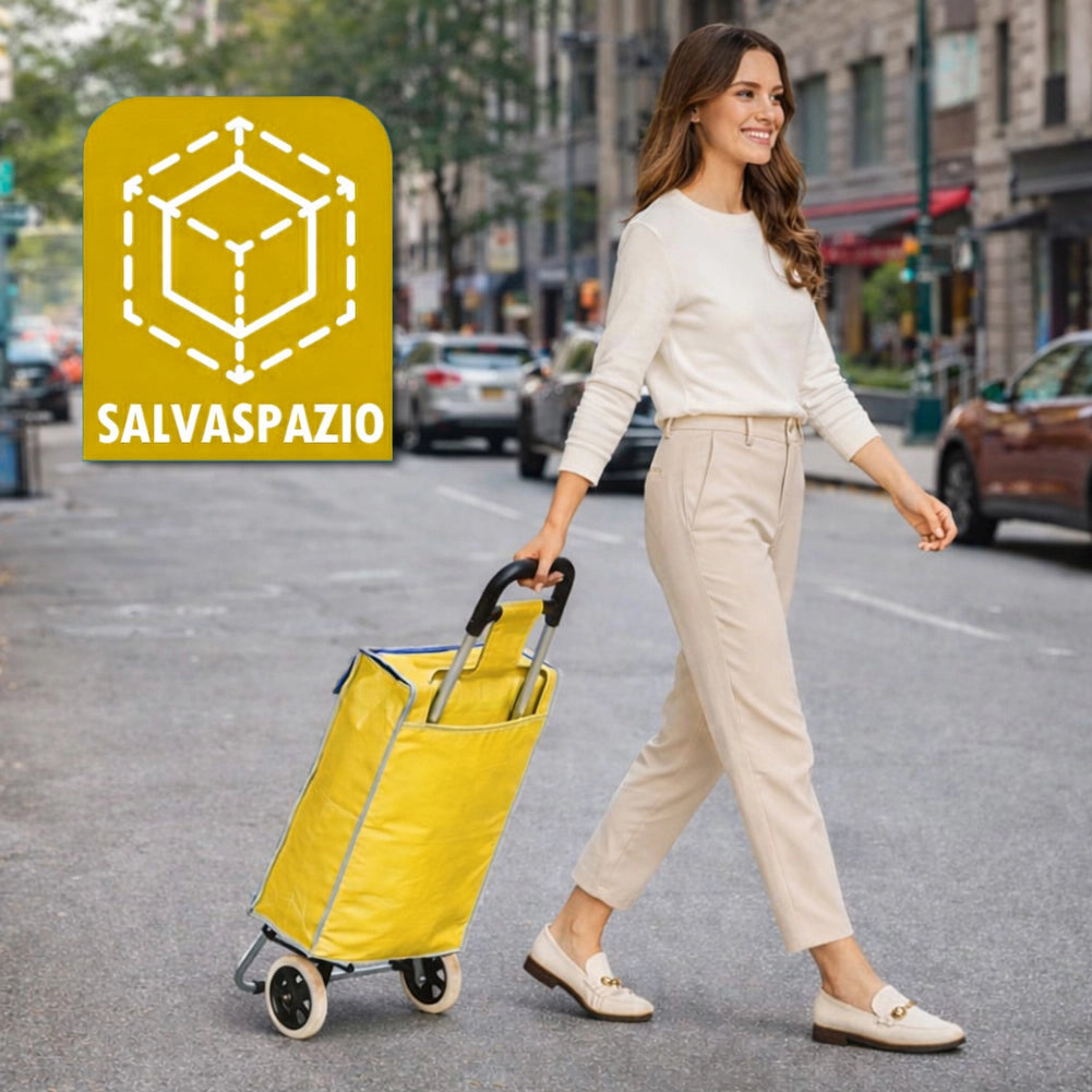 Carrello Trolley Frigo Modello Zeus Giallo Ruote e Manico Ergonomico 35x30x90cm