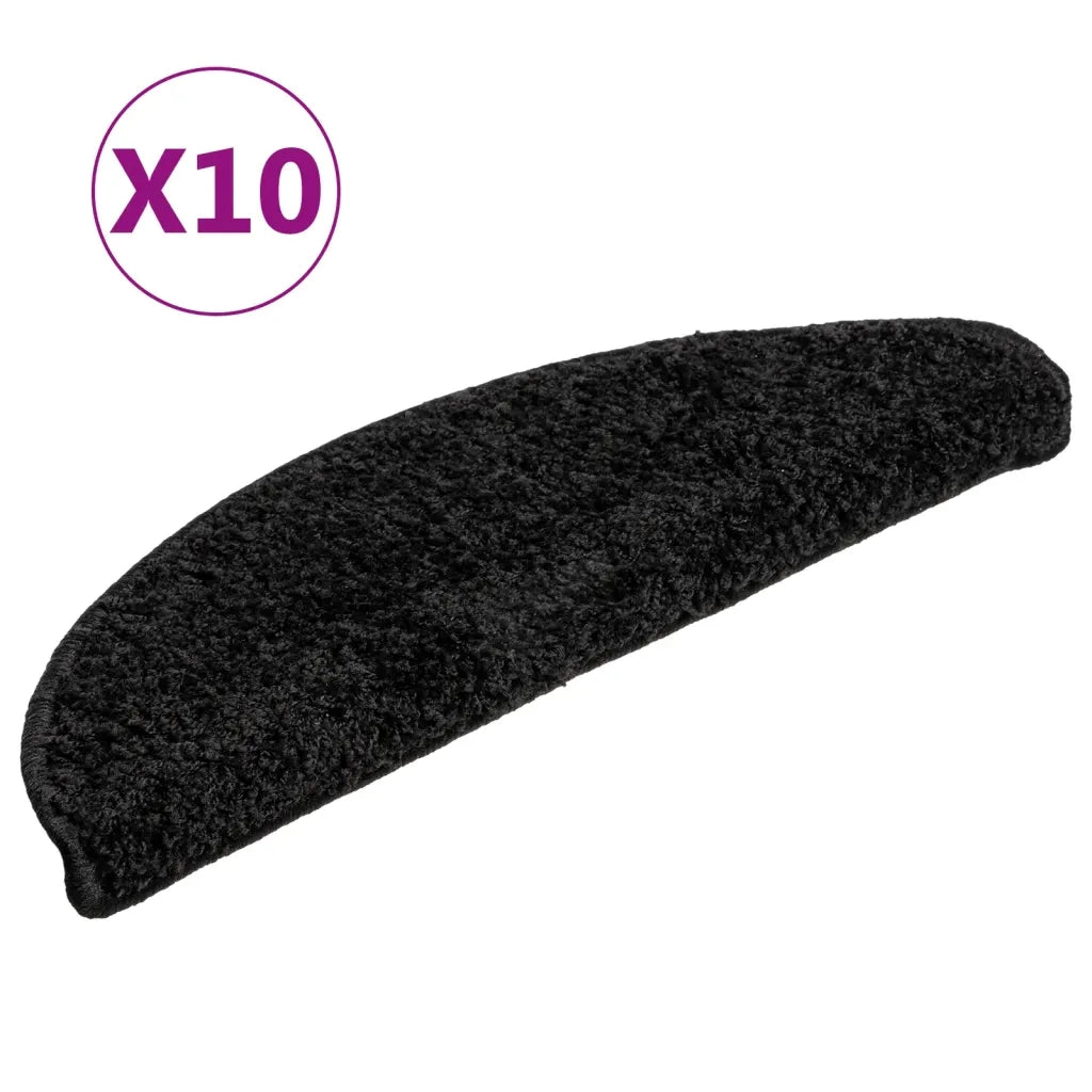 Tappetini per scale 10 pz 56x17x3 cm Nero Semicircolari 149785