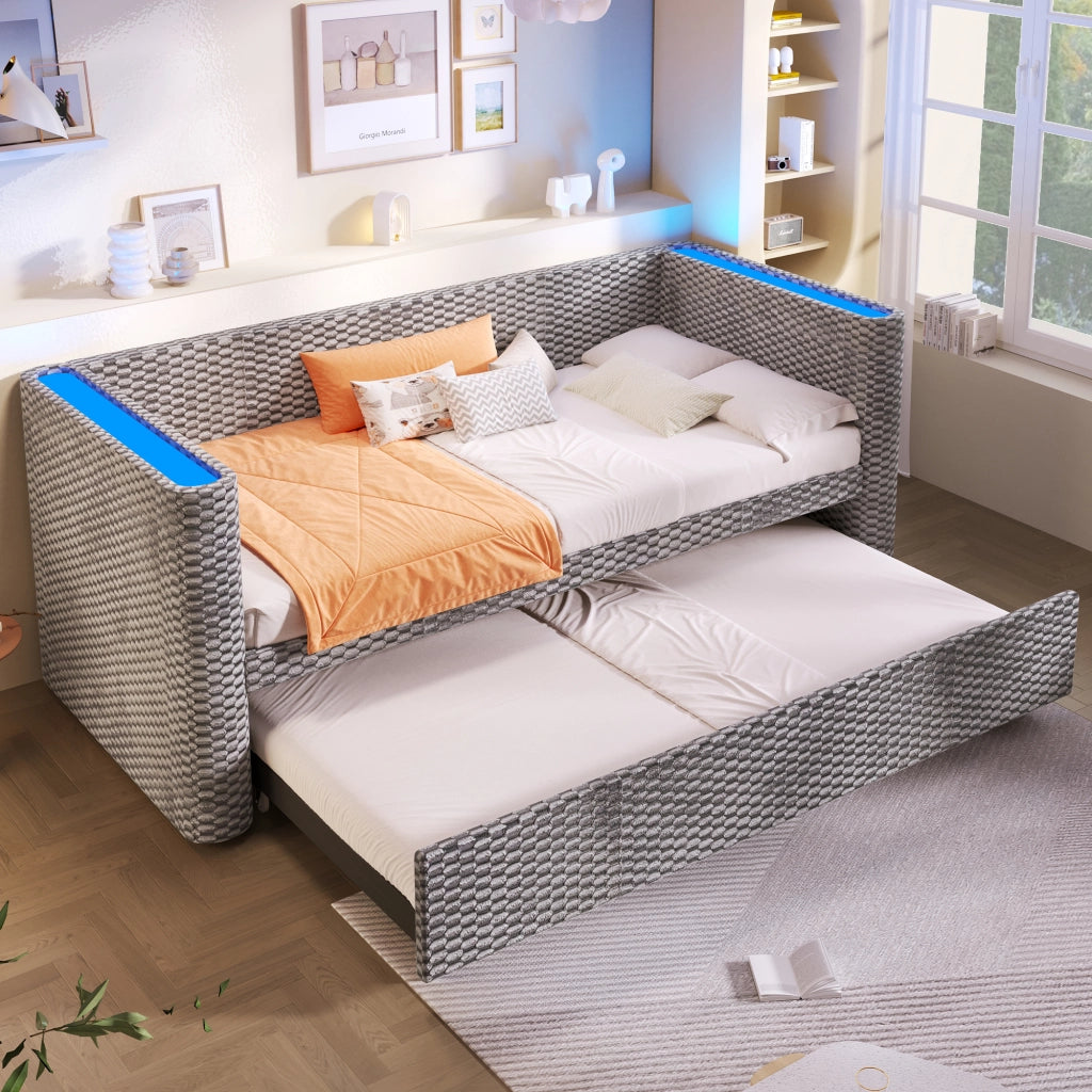 Tagesbett multifunzione velluto grigio 90x200 cm