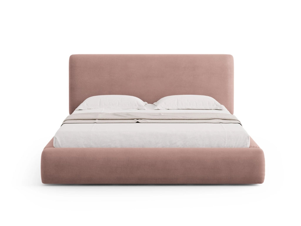 Cosmopolitan Design - Letto a cassettone con testiera "Colonel" 140x200cm in ciniglia rosa 