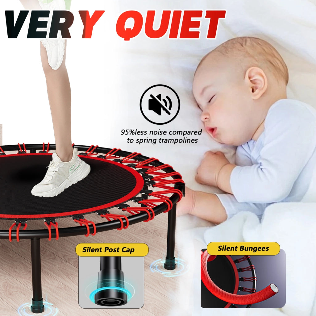 TRAMPOLINO Fitness pieghevole 101 cm con maniglia in acciaio nero