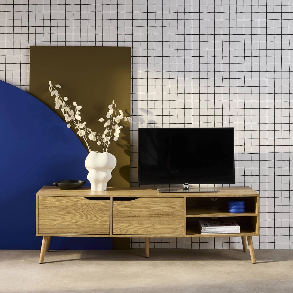 Mobile tv a 2 ante effetto noce, 160cm, effetto frassino