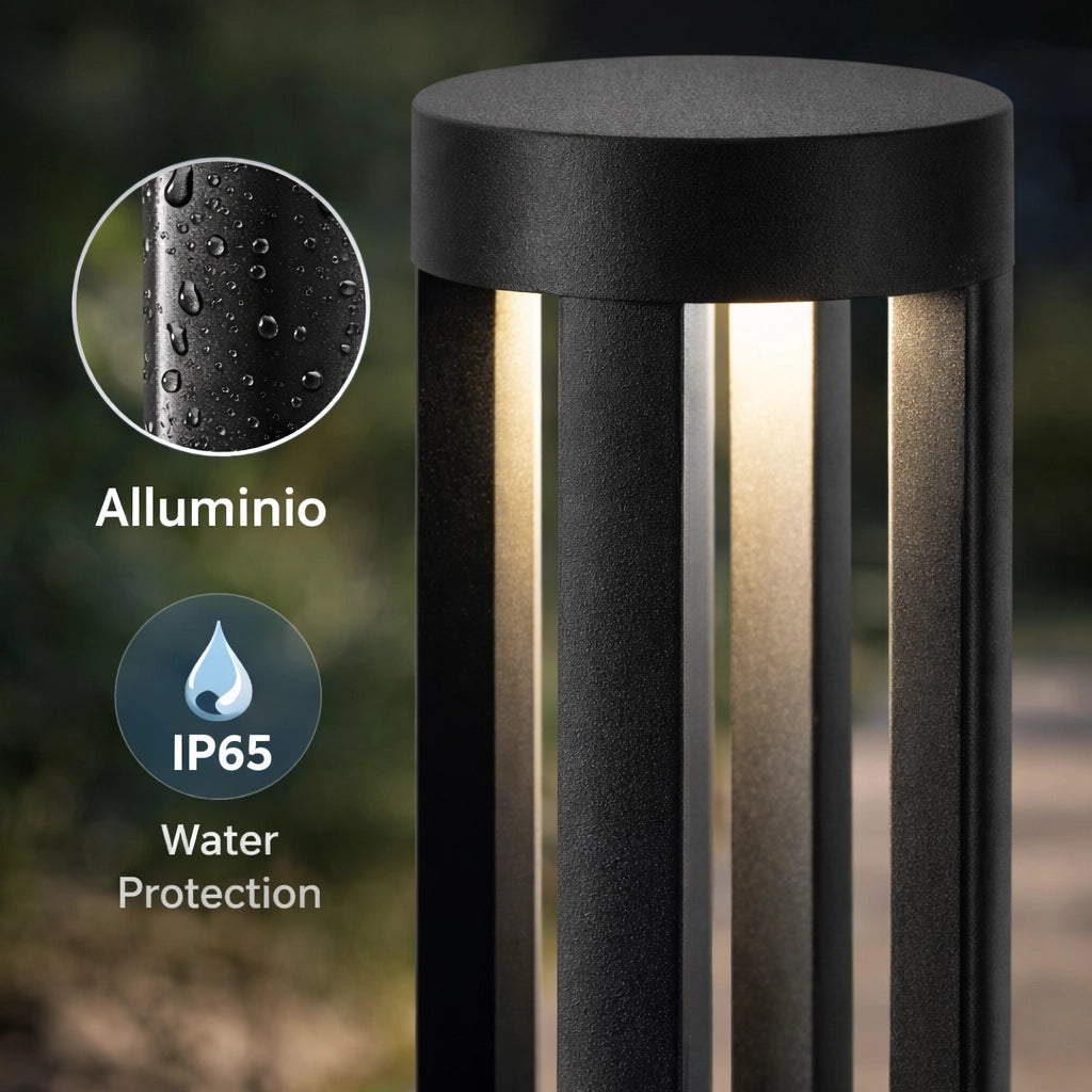 Lampioncino LED da Giardino 60 cm 12W 600LM Luce Naturale 4000K IP65 Paletto Luminoso da Esterno in Alluminio per Vialetti Giardino Cortile Illuminazione Moderna Nero