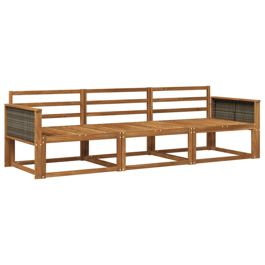 Set di divani da esterno 3 pz Naturale Legno di Acacia Massello 3382297