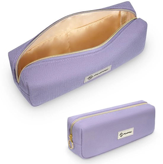 Etui con grande capacità, penna e matita, etui per scuola e ufficio, tessuto corduroy, viola