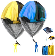 Paracadutismo per bambini 2 pezzi - Paracadutista - Lanci manuali - Giocattoli da esterno - Regalo per bambini - Divertente per giochi estivi