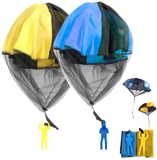 Paracadutismo per bambini 2 pezzi - Paracadutista - Lanci manuali - Giocattoli da esterno - Regalo per bambini - Divertente per giochi estivi