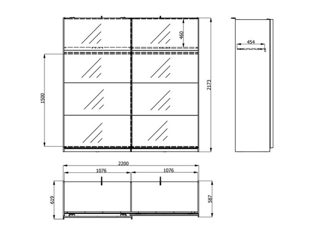 Armadio Camera da Letto Laghi, Guardaroba Grande Appendiabiti, 220x217.5h cm Bianco Crema