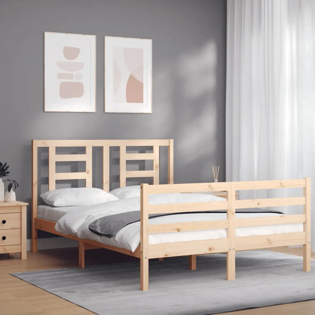 Giroletto con Testiera-Struttura Letto con testiera 120x200 cm in Legno Massello 834642