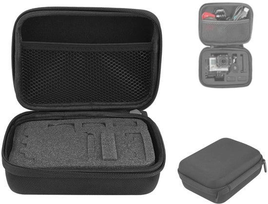 Casella di trasporto per fotocamera in EVA - shockresistente - Tasca portatile - Accessori per fotocamera - Nero - Sacchetto elastico a rete - Dimensioni compatte 15,5 x 11 x 6 cm - Tasca per fotocamera