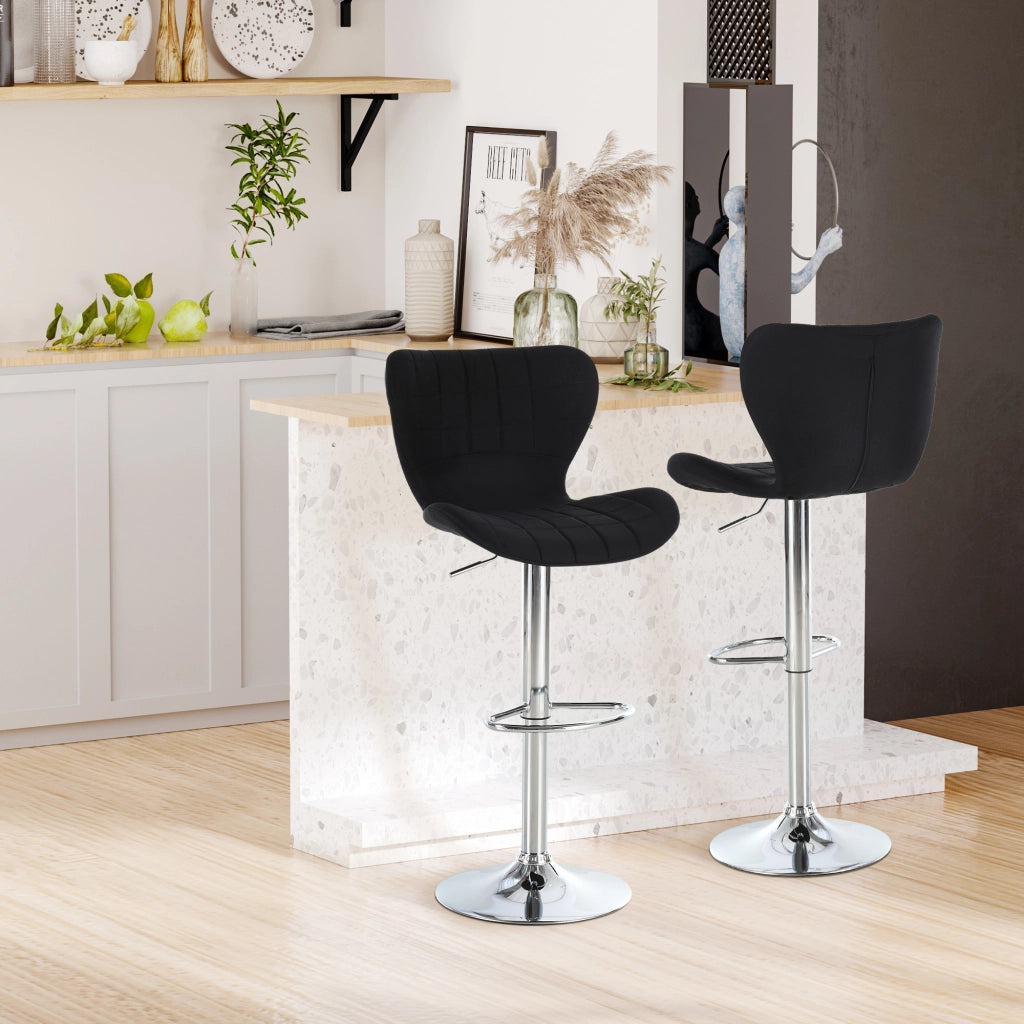 Sgabello da Bar Design Moderno Regolabile Girevole 360¡ã ¨C Zephmum ¨C Lino Nero 59-81 cm
