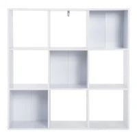 Libreria Bianca per Casa e Ufficio, Scaffale dal Design Moderno con 9 Scomparti in Legno, 91x29.5x91cm
