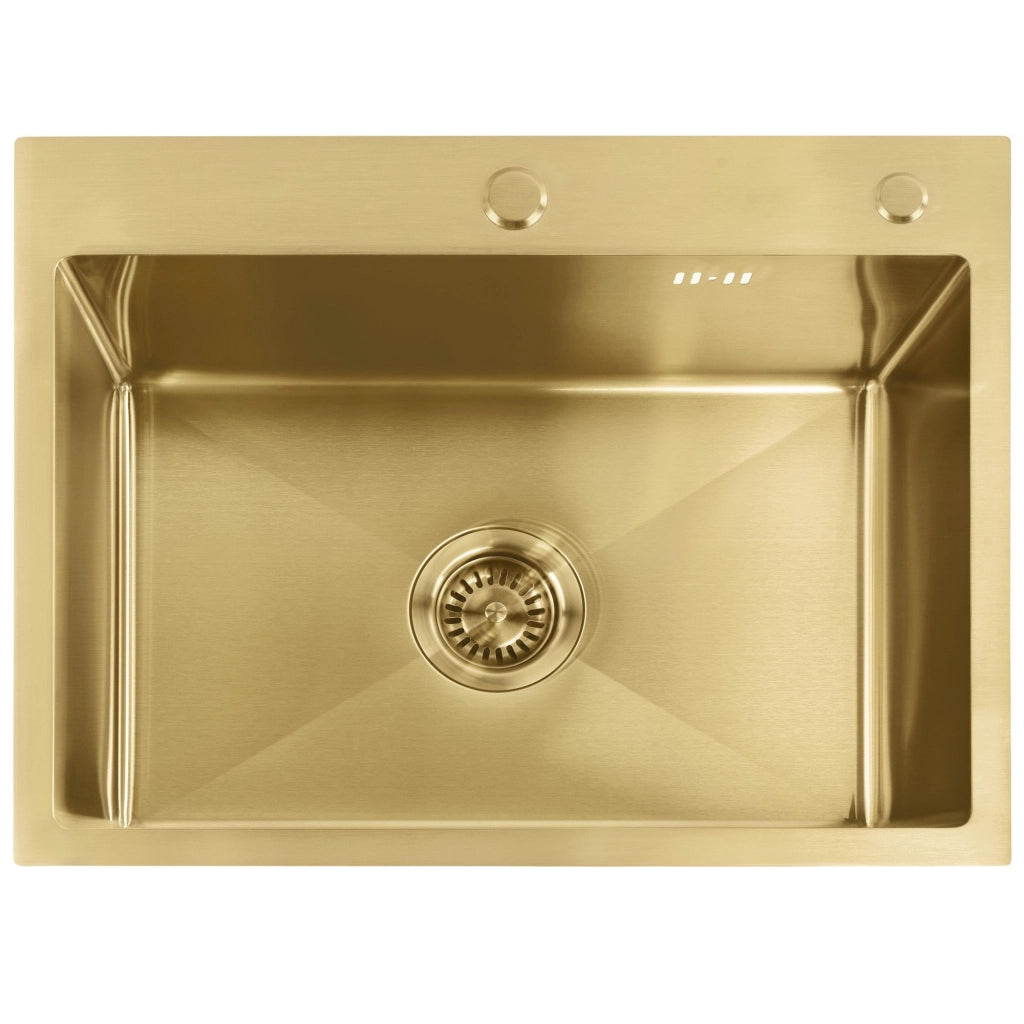 Lavello In Acciaio Liam Brush Gold con rubinetto da cucina