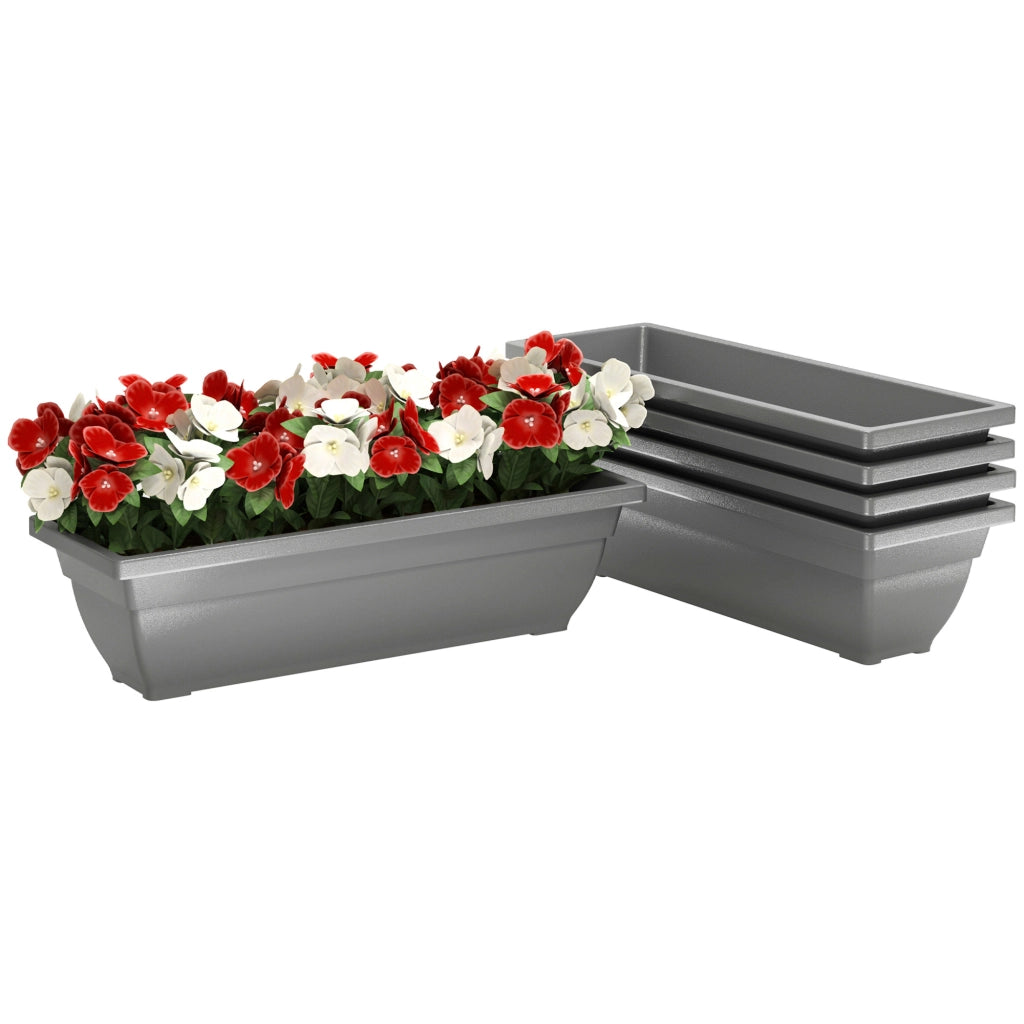 Set di 5 vasi per piante in plastica per terrazzo, giardino e balcone ¨C zephmum ¨C 59x21x16 cm, grigio