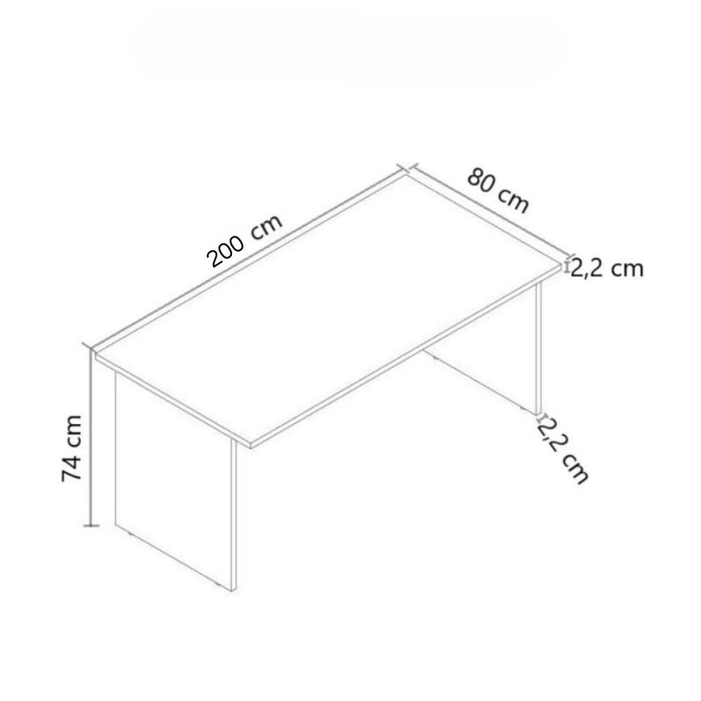 Scrivania per ufficio 200x80x74H noce naturale e bianco frassinato Ibisco – Made in Italy