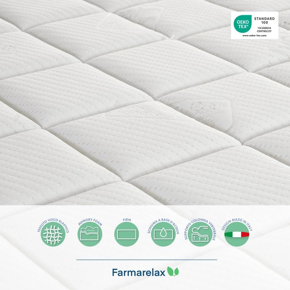 Materasso memory foam 160x190 h17 cm confortevole indeformabile antiacaro traspirante Made in Italy Farmarelax