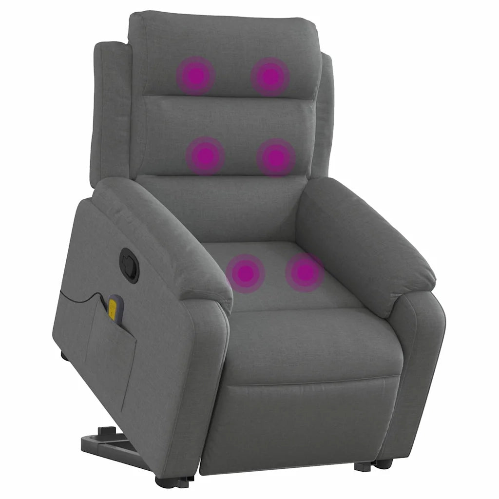 Poltrona Alzapersona Massaggi Reclinabile Grigio Scuro Tessutocod mxl 93081