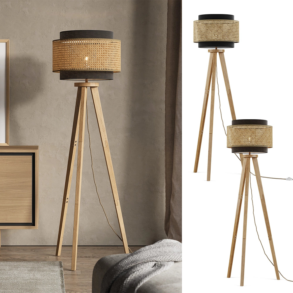 Vicco Lampada da terra Rattan/nero 45 x 142 cm