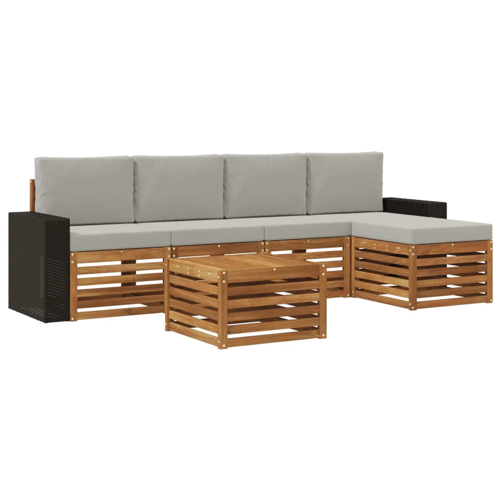 Set di divani da esterno 6 pz Naturale e Grigio Chiaro 3384272