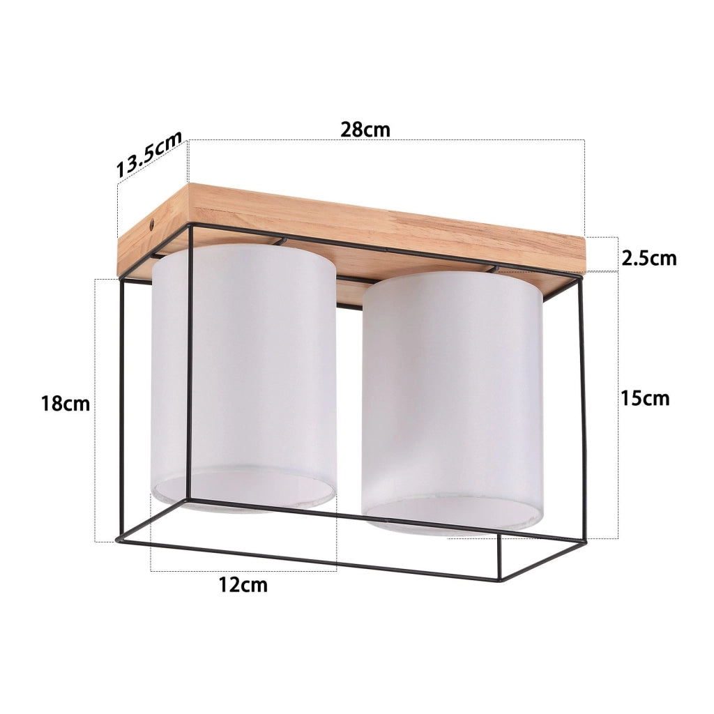 ZMH Lampada da soffitto vintage 2 fiamma E14 paralume tessuto industriale per soggiorno