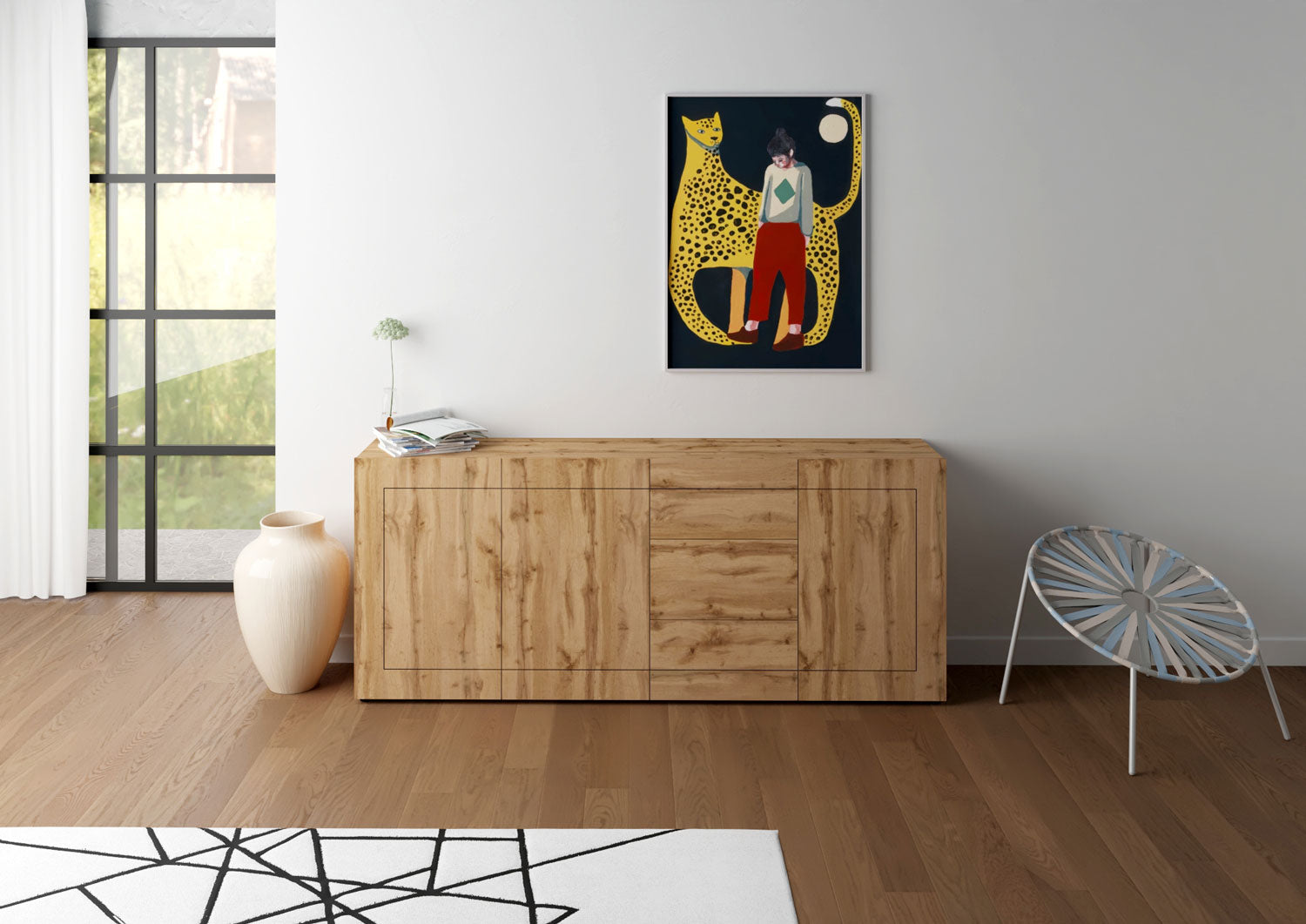 Madia 3 Ante e 3 Cassetti 200x40x83,5 cm Elios Quercia Natura