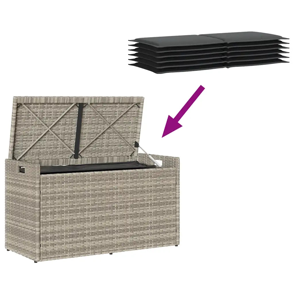 Cassapanca Esterno con Cuscino Grigio Chiaro 100 cm Polyrattan 4104065