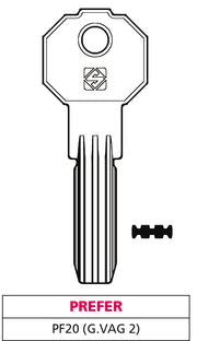Silca CHIAVE PUNZONATA OTTONE PF20 (G. VAG 2) PREFER 5.00 pz