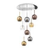 Lampadario Contemporaneo Future Metallo Cromo Vetro Multicolor 8 Luci E27