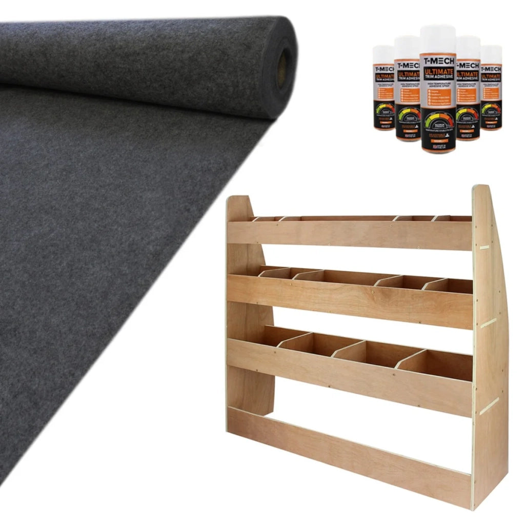 Tappezzeria Camper Furgone Grigio Scuro & Scaffale per VW Caddy SWB