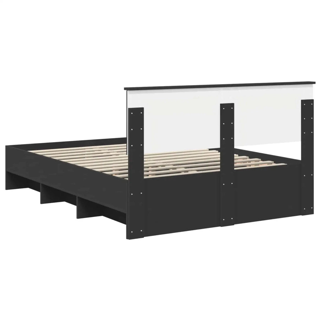 Struttura del letto-Giroletto Nero 140 x 200 cm Legno multistrato 342249