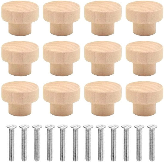 Set di maniglie in legno da 12 - 35 x 26 mm per cassetti e comò