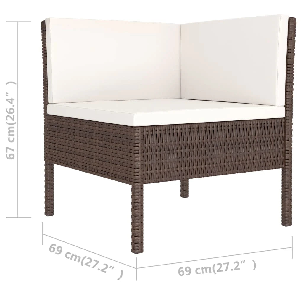 Set di mobili da giardino mobili da esterno 6 pezzi con cuscini resina intrecciata marrone 02_0016891