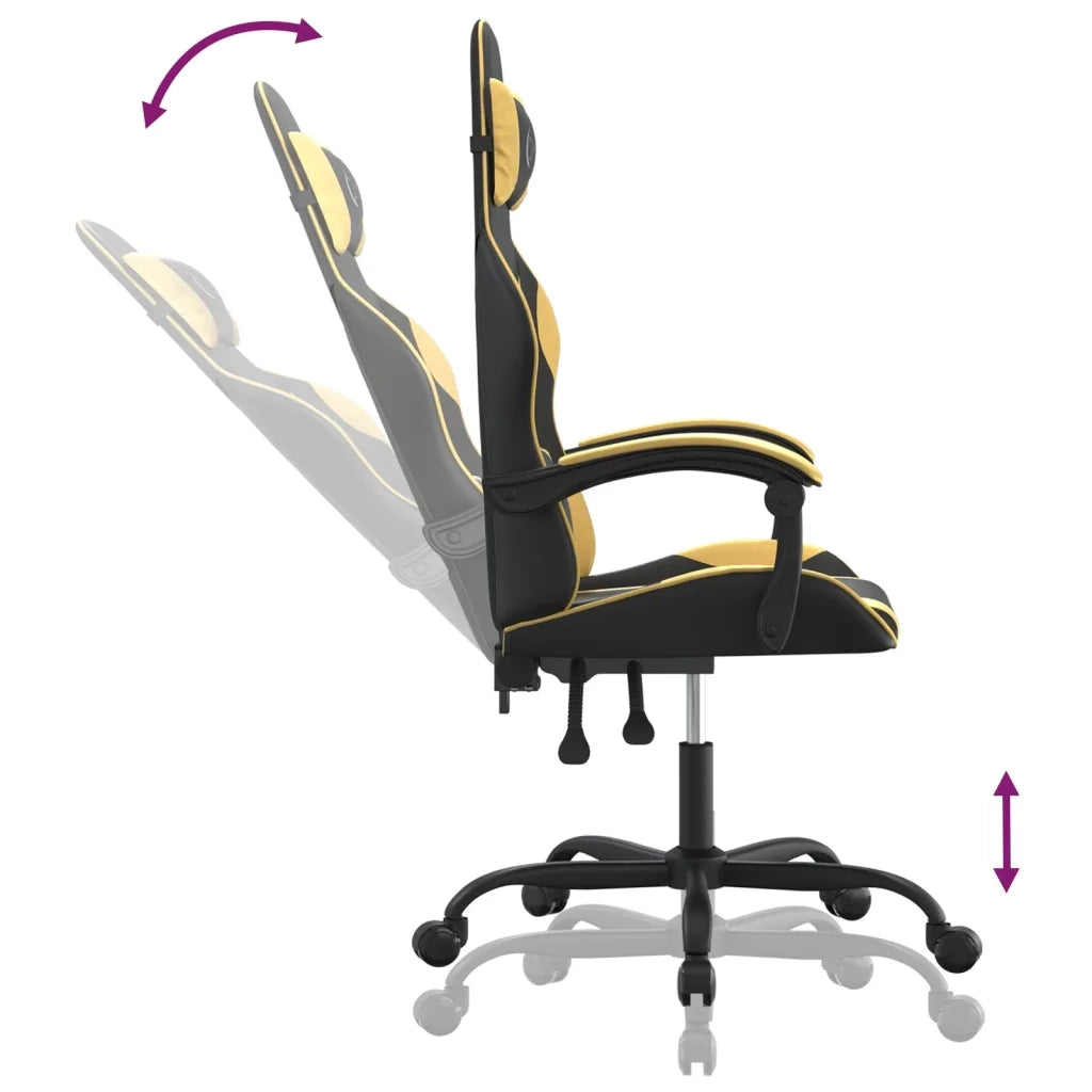 Sedia da Gaming Girevole Nera e Oro in Similpelle cod mxl 63061