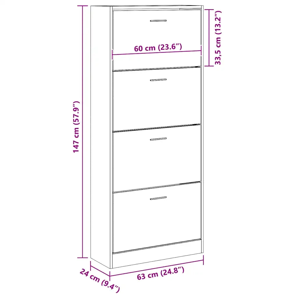 Scarpiera Grigio Sonoma 63x24x147 cm in Legno Multistrato 342548