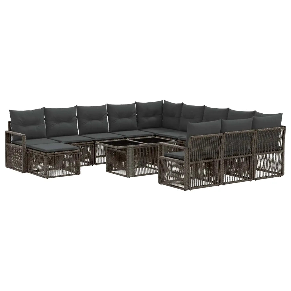 Set Divano da Giardino 13 pz Grigio e Grigio Scuro polyrattan 3437195
