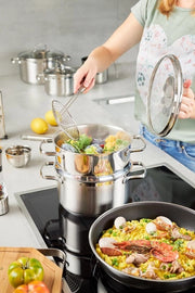 Wok in acciaio inossidabile di alta qualità - rivestimento ceramico robusto - 28 cm - adatto per induzione - lavastoviglie