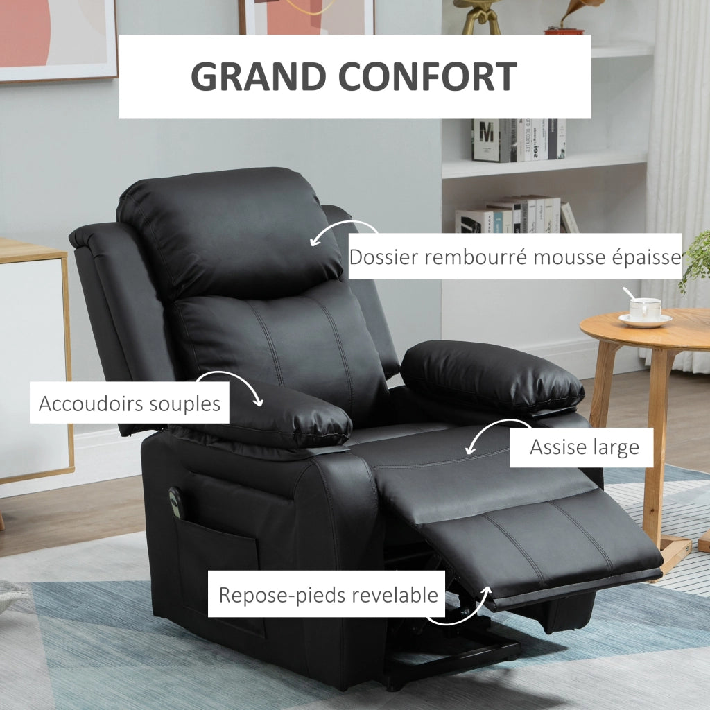 Poltrona Elettrica Reclinabile ¨C Zephmum ¨C Tessuto Sintetico Nero