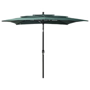 Ombrellone a tre livelli con palo in alluminio 2,5 x 2,5 m verde 02_0008780