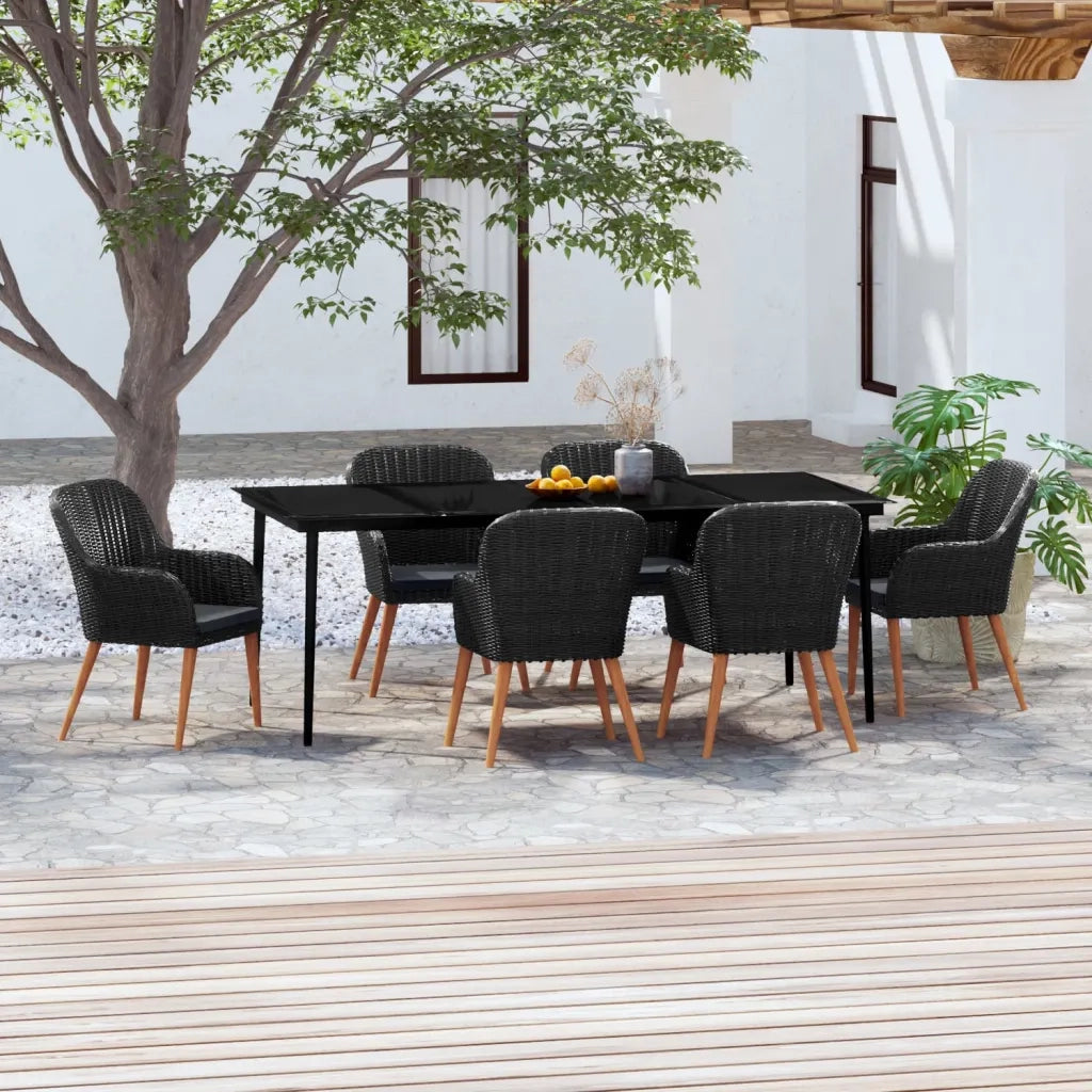 Set Mobili da Pranzo per Giardino 7 pz con Cuscini Nero cod mxl 41962