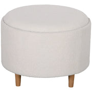Pouf ?56 x 42 cm, pouf rotondo imbottito con vano contenitore e coperchio incernierato, gambe in legno, ideale per soggiorno e camera da letto, bianco