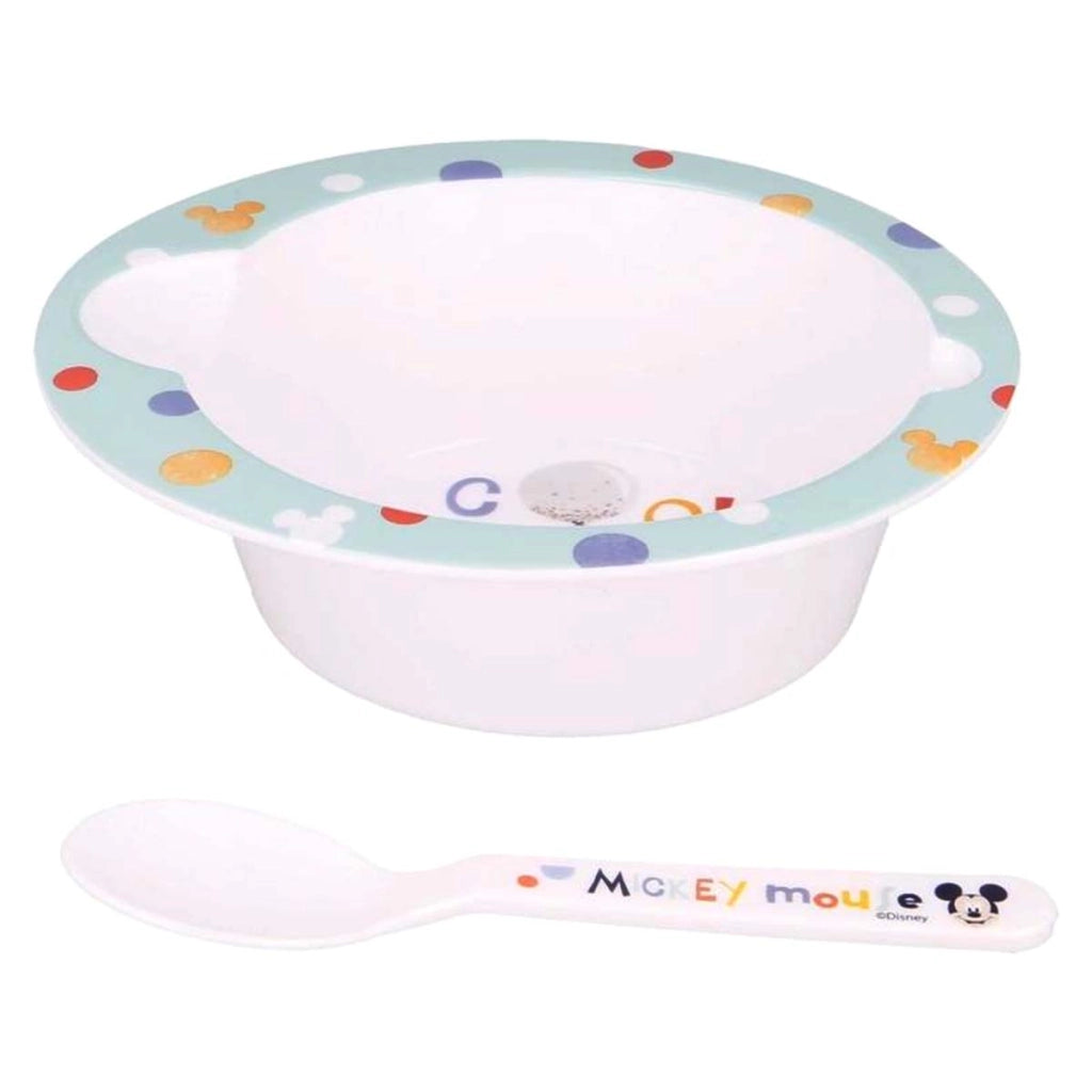 Set Ciotola e Cucchiaio per Bambini Motivo Cool Utilizzabile nel Microonde Multicolore Mickey Mouse