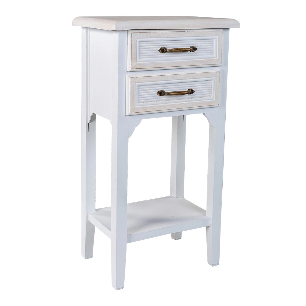 Comodino in legno bianco 37x26,5x69,5