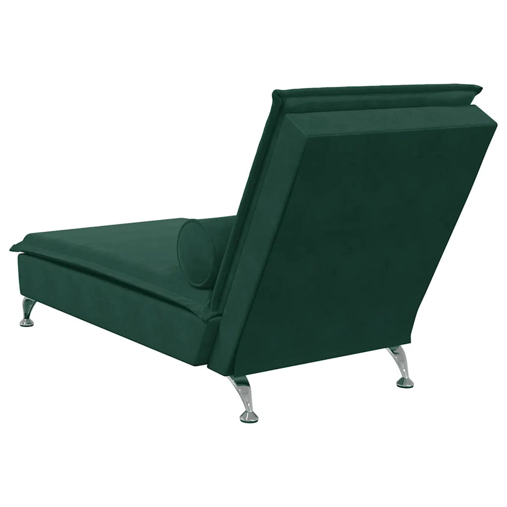 Chaise Longue Massaggi con Capezzale Verde Scuro in Velluto 379461