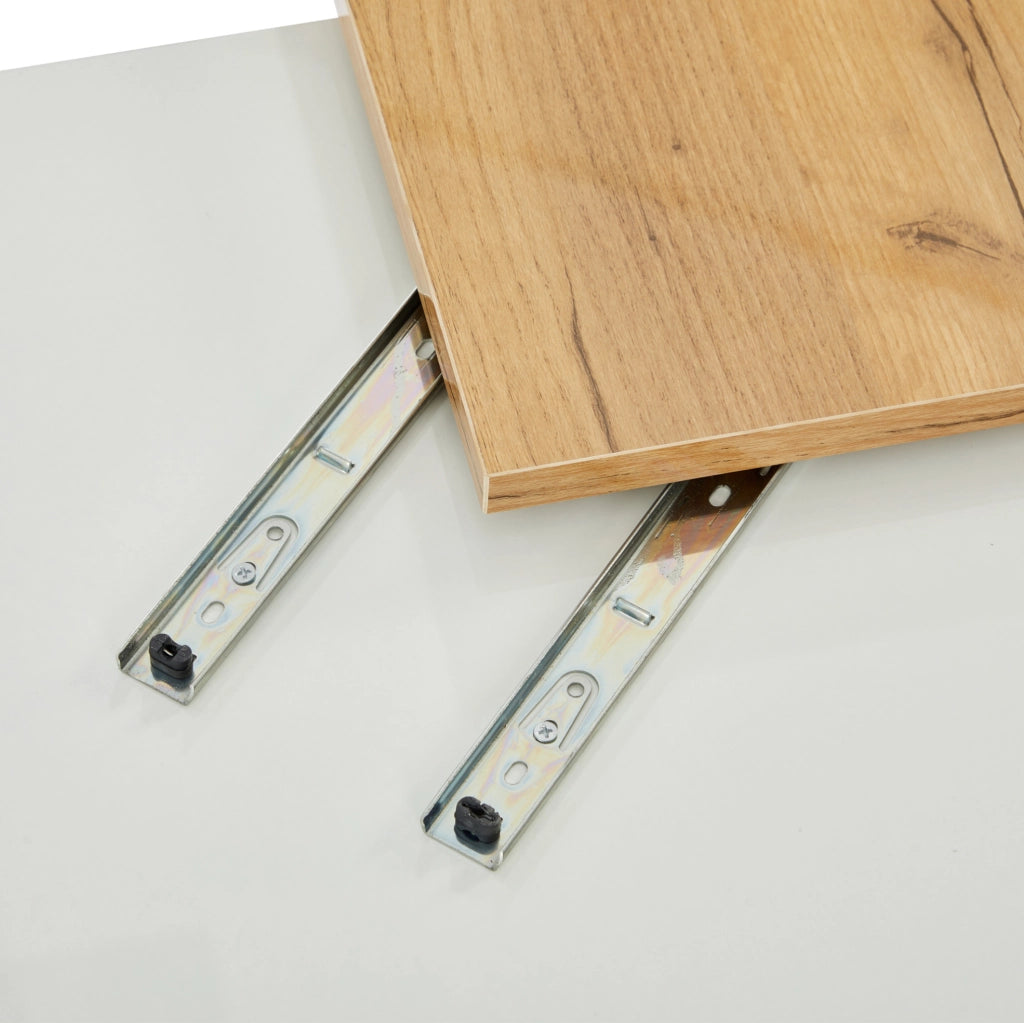 Tavolino da caffè 75x75x33.5 cm con 4 cassetti nascosti; piano lucido in pannello truciolare bianco