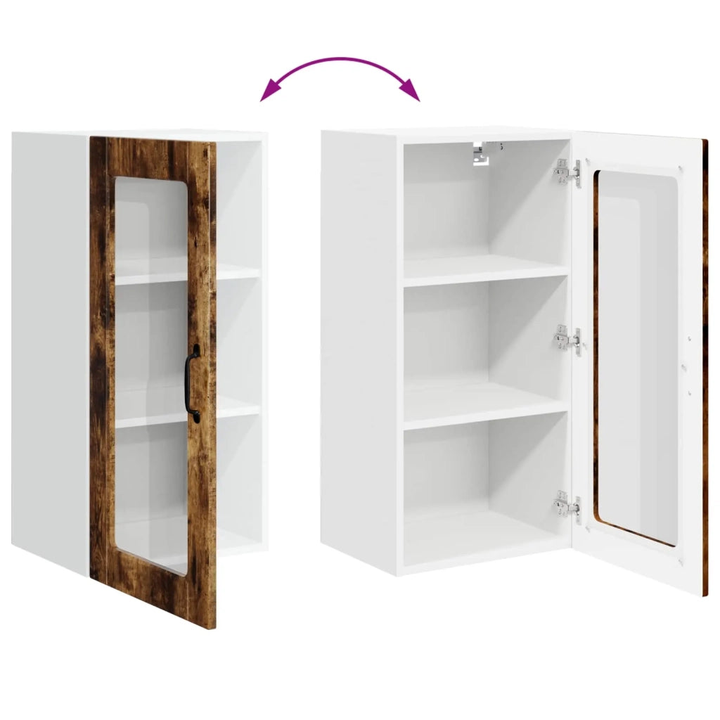 Mobile in vetro da parete LUCCA 2 pcs Rovere Fumo 884996