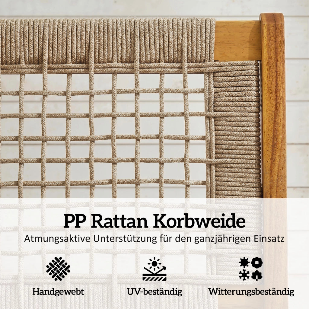 Sedia Lounge con Poggiapiedi ¨C Zephmum ¨C Acacia, Rattan, Grigio 2 Pezzi