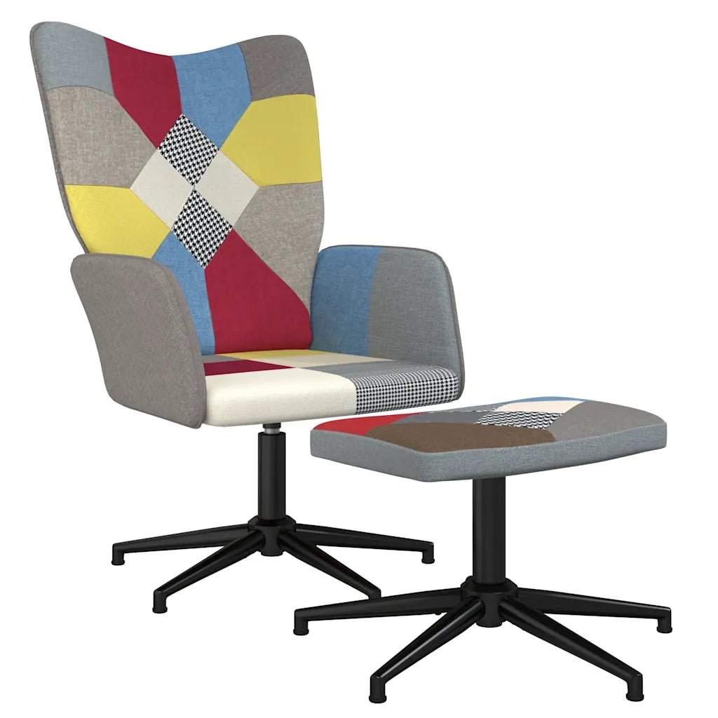 Poltrona Relax con Poggiapiedi in Tessuto Patchwork cod mxl 32659