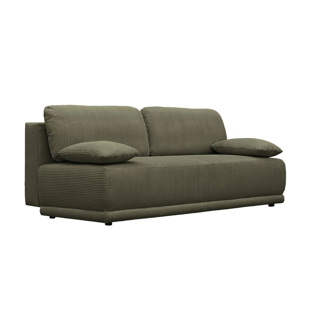 Divano letto in velluto a coste, 3 posti, verde kaki